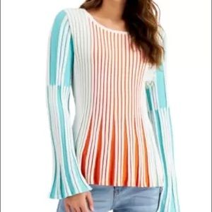 NEW! Fever Striped Peplum Sweater